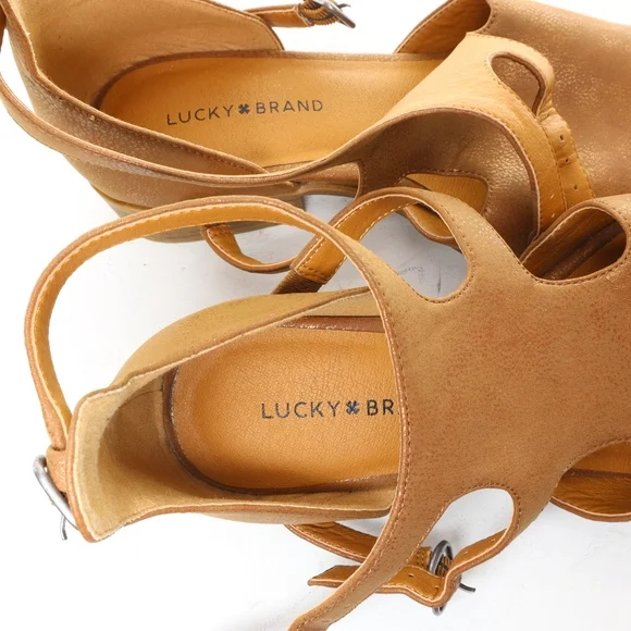 Lucky Brand Open Toe Sandal 5 m (Big Girl) Brown/Gold - Picture 10 of 16